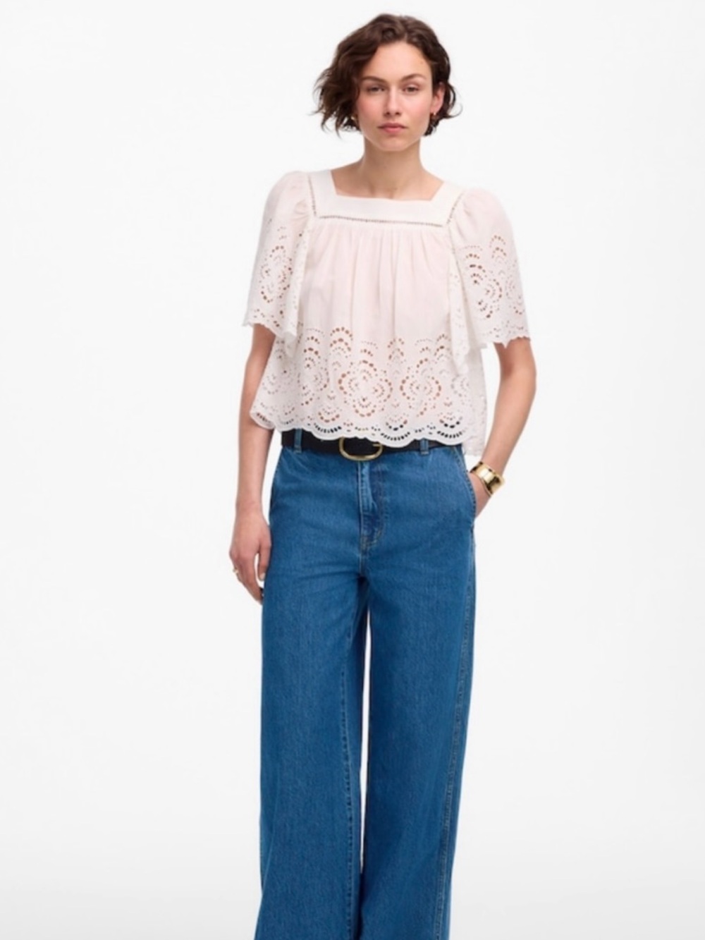 NWT MADEWELL Wide Leg Sweep Trouser Jeans, Relaxed, Java Wash, 100% Cotton, 30 P
